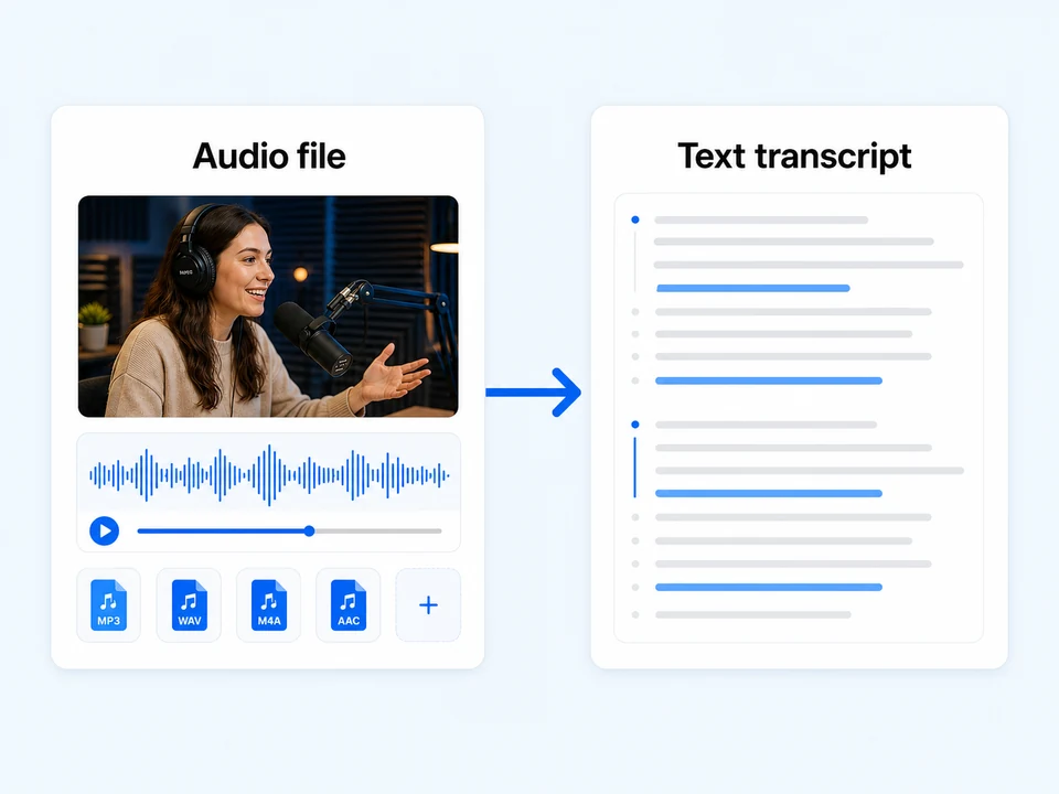 Opus audio converted into a text transcript in Notesnip