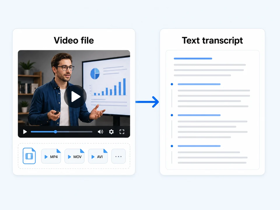 WebM video converted into a text transcript in Notesnip