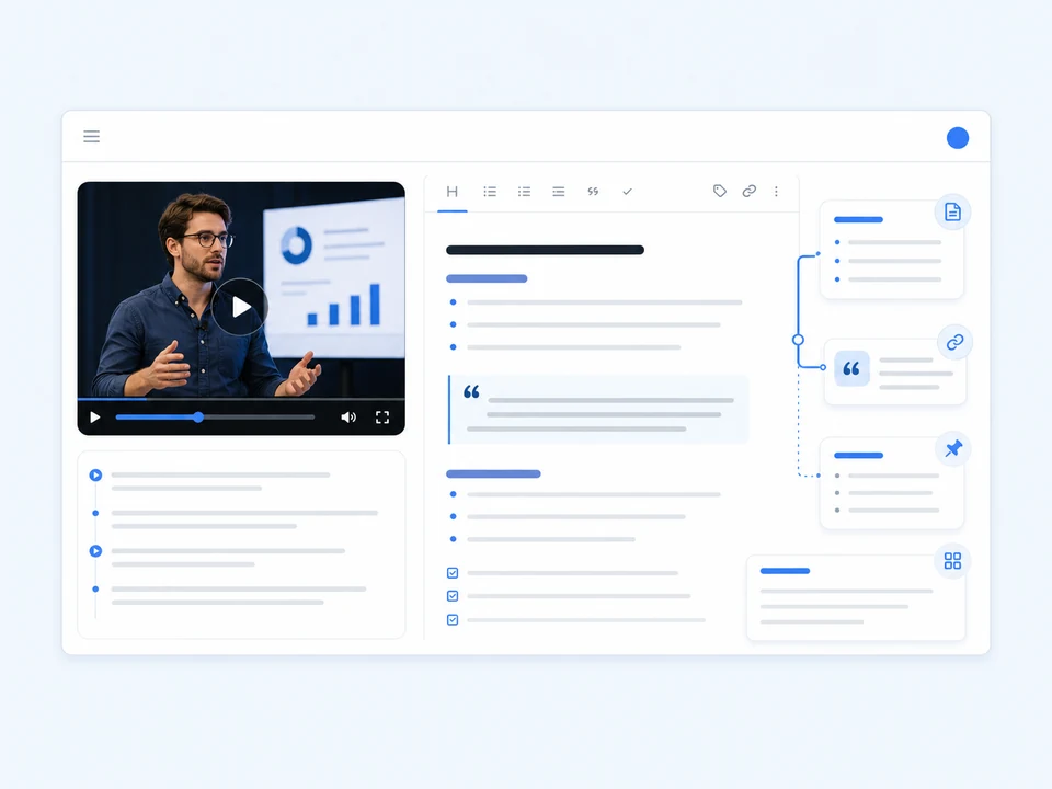 YouTube content repurposed into a searchable Markdown knowledge workspace