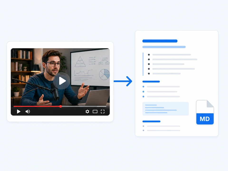YouTube video transformed into structured Markdown notes in Notesnip